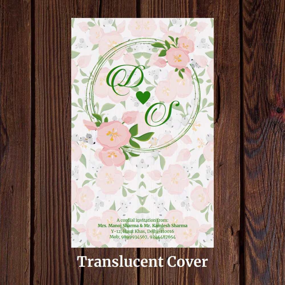 KL2040 Floral Frame Design Translucent Cover Luxury Wedding Card (2 Page) - Image 3