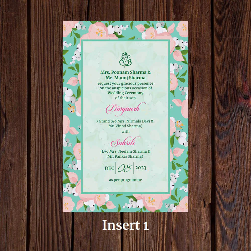 KL2040 Floral Frame Design Translucent Cover Luxury Wedding Card (2 Page) - Image 4