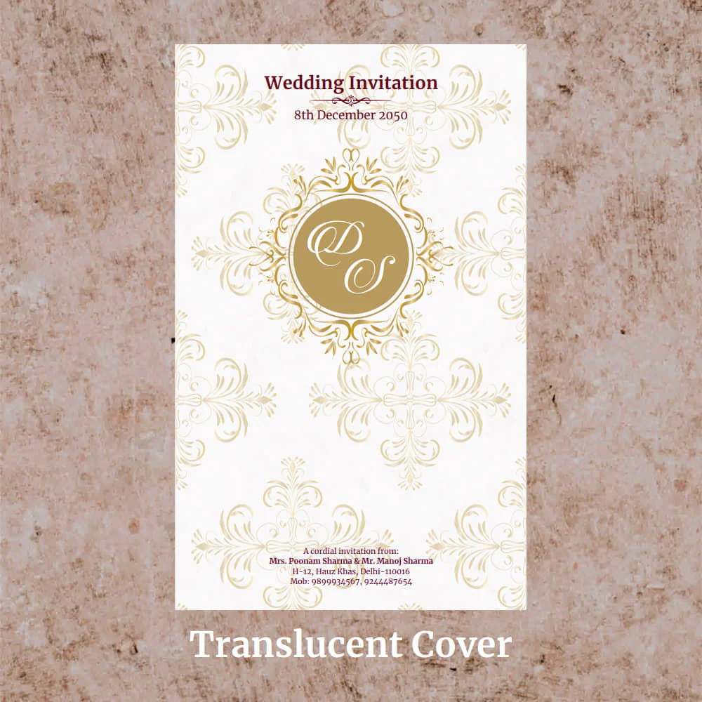 KL2046 Royal Indian Border Translucent Cover Luxury Wedding Card (2 Page) - Image 3