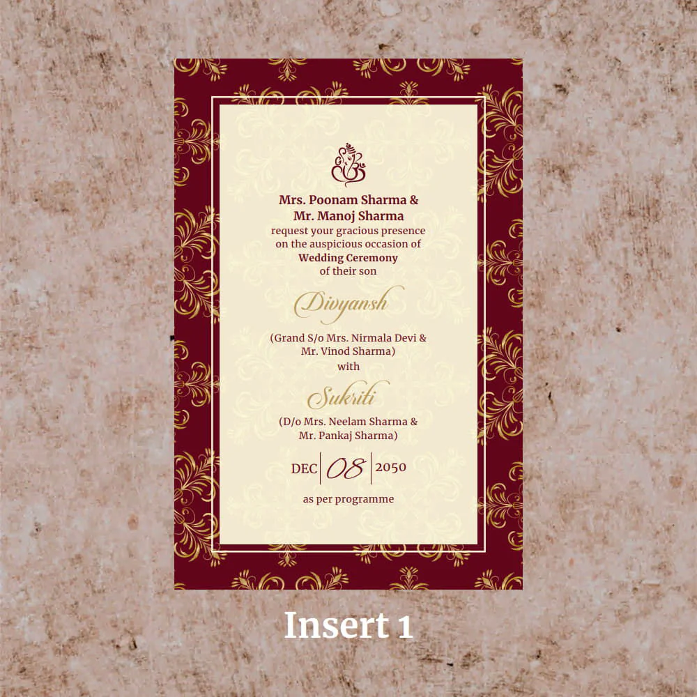 KL2046 Royal Indian Border Translucent Cover Luxury Wedding Card (2 Page) - Image 4