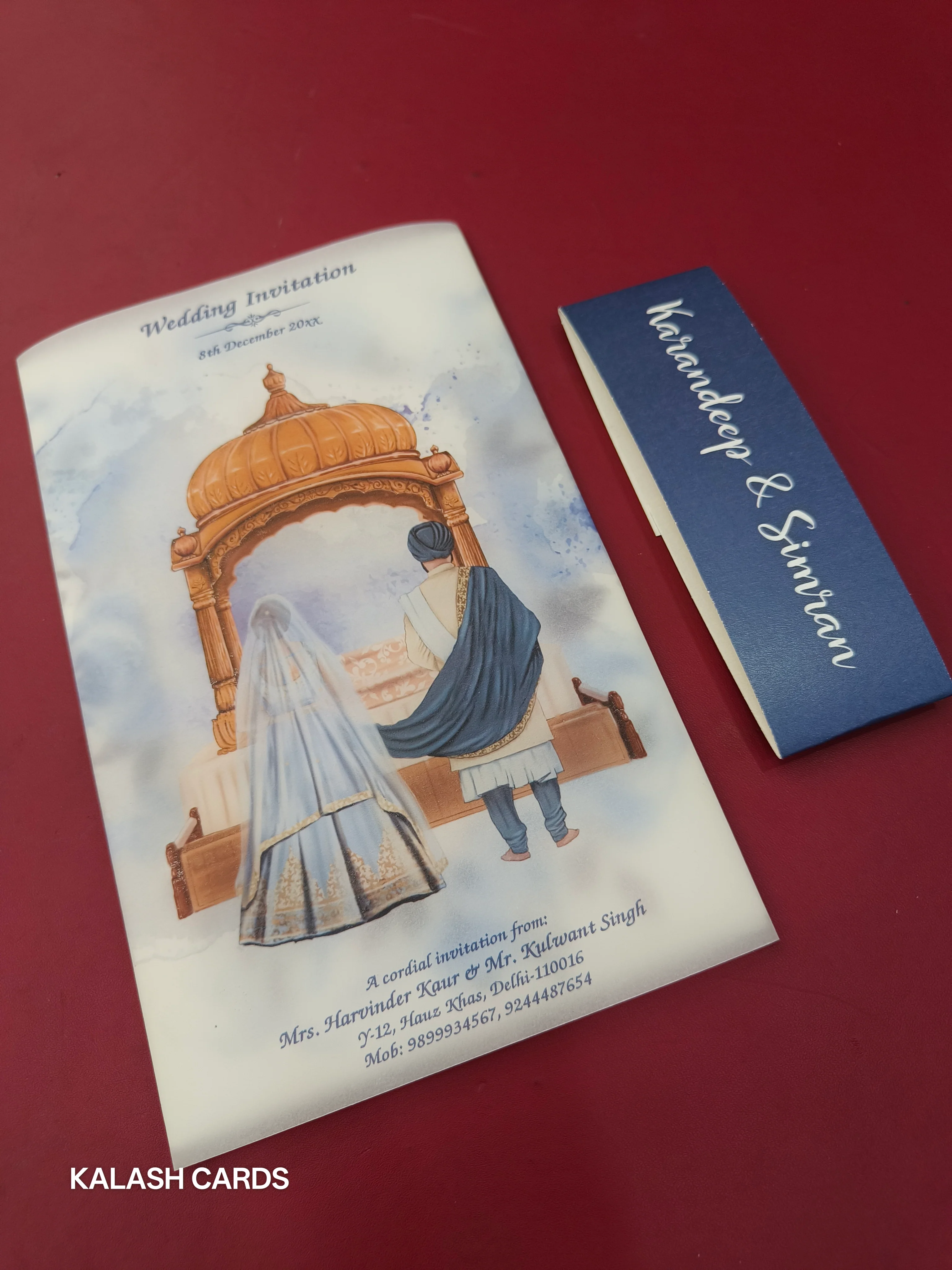 KL2170 Sikh Anand Karaj Theme Translucent Cover Luxury Wedding Card (2 Page) - Image 3