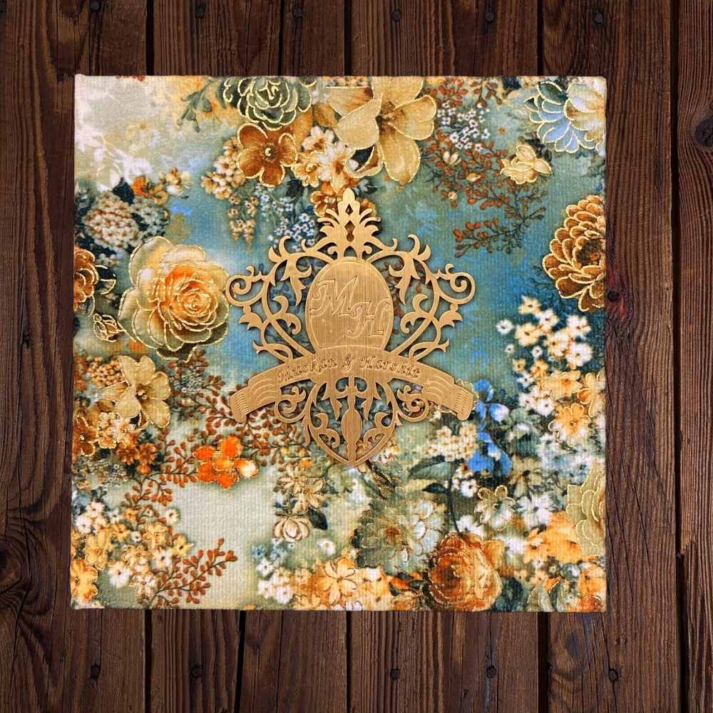 KL9016 Velvet Fabric Hardboard Padding Thick Luxury Wedding Card with 2 Card Inserts, 1 Envelope and Couple Initial Laser - Image 3